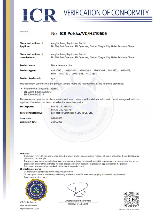 diode laser ce Certificate_H210606